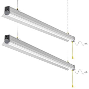 bbestled 2 pack,60w led shop light linkable, garage 5000k daylight 7800lm replacement 360w hpd, hanging ceiling light with power cord, workshop indoor office basement