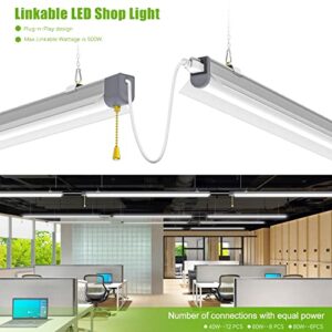 BBESTLED 2 Pack,60W LED Shop Light Linkable, Garage 5000K Daylight 7800LM Replacement 360W HPD, Hanging Ceiling Light with Power Cord, Workshop Indoor Office Basement