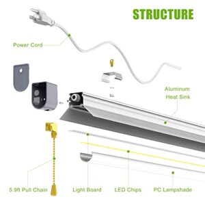 BBESTLED 2 Pack,60W LED Shop Light Linkable, Garage 5000K Daylight 7800LM Replacement 360W HPD, Hanging Ceiling Light with Power Cord, Workshop Indoor Office Basement