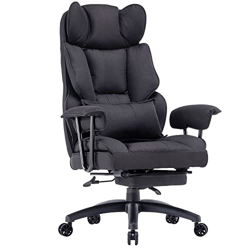 Efomao Desk Office Chair Big High Back Chair Fabric Computer Chair Managerial Executive Swivel Chair with Lumbar Support (Green) (Black)