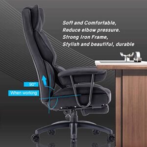 Efomao Desk Office Chair Big High Back Chair Fabric Computer Chair Managerial Executive Swivel Chair with Lumbar Support (Green) (Black)