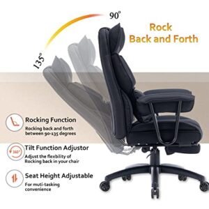 Efomao Desk Office Chair Big High Back Chair Fabric Computer Chair Managerial Executive Swivel Chair with Lumbar Support (Green) (Black)