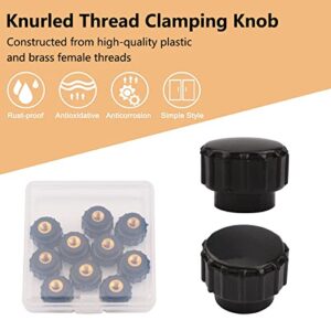 MOROBOR M5 Knurled Thread Clamping Knob, 10pcs Black Plastic Through Hole Set Brass Female Threaded Nut,Screw-On Handle Clamping Knob for Mechanical Equipment