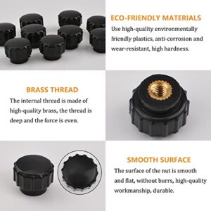 MOROBOR M5 Knurled Thread Clamping Knob, 10pcs Black Plastic Through Hole Set Brass Female Threaded Nut,Screw-On Handle Clamping Knob for Mechanical Equipment