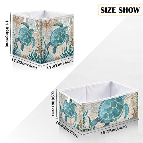 Sea Turtle Storage Basket Storage Bin Rectangular Collapsible Toy Bins Fabric Storage Organizer for Office Bedroom ClothesToys