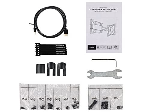 Monoprice Low Profile Full-Motion Articulating TV Wall Mount Bracket for TVs 23in to 42in, for Samsung, Vizio, Sharp, LG, TCL, Max Weight 77 lbs., VESA 200x200 - Commercial Series