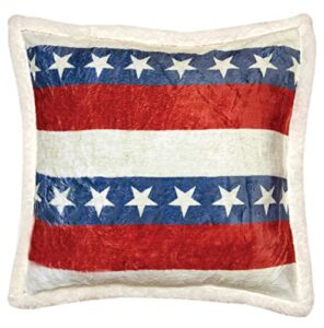 carstens, inc. americana american flag plush sherpa 18" x 18" throw pillow, white