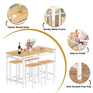 Lamerge Counter Height Dining Table and Chairs Set for 4,5 Piece Bar Table Set,Wood Kitchen Table and 4 Bar Stools for Small Spaces,Apartment, Pub,Dining Room,Oak (LCHD-O)