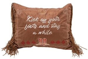 carstens, inc. kick off your boots western 16"x20" throw pillow, brown