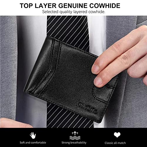 Wallet for Men Compatible with Samsung Smart Tag Plus/Smart Tag Wallet, RFID Blocking Bifold Wallet with Galaxy SmartTag Plus/SmartTag Holder, Genuine Leather Cash Credit Card Holder with Gift Box