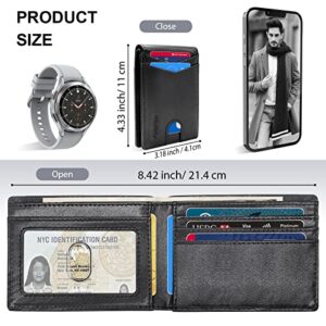 Wallet for Men Compatible with Samsung Smart Tag Plus/Smart Tag Wallet, RFID Blocking Bifold Wallet with Galaxy SmartTag Plus/SmartTag Holder, Genuine Leather Cash Credit Card Holder with Gift Box