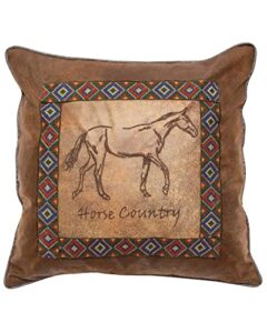 carstens, inc. horse country western 18"x18" throw pillow, brown