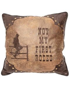 carstens, inc. not my first rodeo western 18"x18" throw pillow, brown
