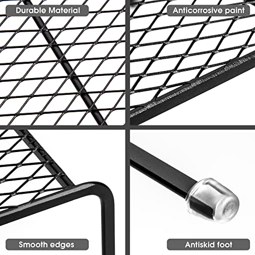 Lonian Kitchen Cupboard Organiser [ 2 Pack ], Home and Kitchen Storage Shelf Wire Rack for Kitchen Cabinets, Counter-Tops, Pantries, Food and Utensils (Black)