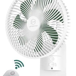 LEMOISTAR 8 Inch Small Wall Mounted Fan with Remote Control,AC/DC(12V), 90°Oscillating, 4 Speeds, Timer, Adjustable Tilt, 70-Inches Cord Ultra Quiet, for Home Office Bedroom Garage RV Camping-White