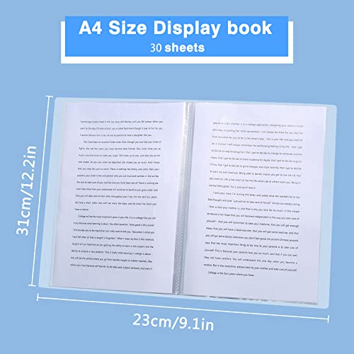 4 Pack A4 Presentation Book,Binder with Plastic Sleeves,30 Pockets Presentation Book with Sheet Protectors,Portfolio Folder Display Book for School,Office