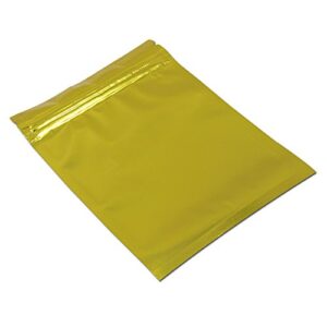 Zipper Lock Gold Aluminum Foil Bags for Zip Resealable Airtight Lock Mylar Bags for Long Term Food Storage with Tear Notch (100, 3.9x5.9 inch)