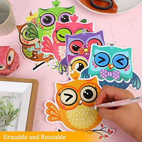 TUANTUAN 63 Pieces Owls Cut-Outs Owls Accents Paper Cutouts Adorable Owl Paper Cutouts with 100 Pieces Glue Point Dots Jungle Animal Cutouts for Bulletin Boards Back to School Classrooms Supplies