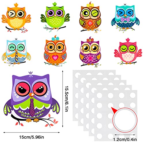 TUANTUAN 63 Pieces Owls Cut-Outs Owls Accents Paper Cutouts Adorable Owl Paper Cutouts with 100 Pieces Glue Point Dots Jungle Animal Cutouts for Bulletin Boards Back to School Classrooms Supplies