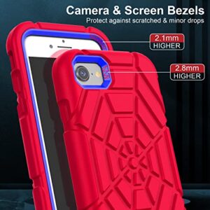 Grifobes for iPhone SE 2022/2020 Case, for iPhone 8/7 / 6 / 6S with [2Pack] Tempered Glass Screen Protector, Heavy Duty Shockproof Protective iPhone SE 3rd/2nd Generation Cover 4.7" for Kids Boys