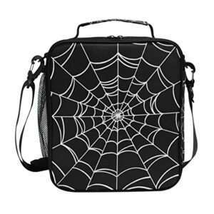 goth spider web lunch box halloween insulated lunch bag reusable cooler lunch tote bag portable lunch bag with shoulder strap for boys girls women men school work outing