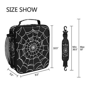 Goth Spider Web Lunch Box Halloween Insulated Lunch Bag Reusable Cooler Lunch Tote Bag Portable Lunch Bag With Shoulder Strap for Boys Girls Women Men School Work Outing