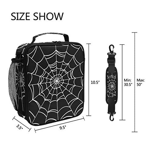 Goth Spider Web Lunch Box Halloween Insulated Lunch Bag Reusable Cooler Lunch Tote Bag Portable Lunch Bag With Shoulder Strap for Boys Girls Women Men School Work Outing