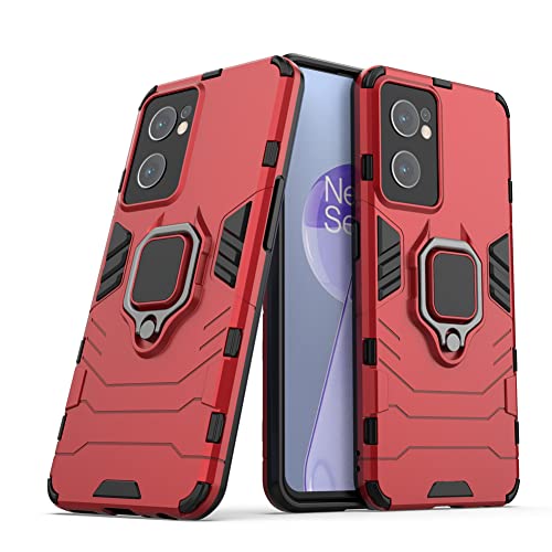 Ytaland for OnePlus Nord CE 2 5G Case,with 2 x Tempered Glass Screen Protector. (3 in 1) Shockproof Bumper Protective Phone Cover with Ring Kickstand (Wine Red)