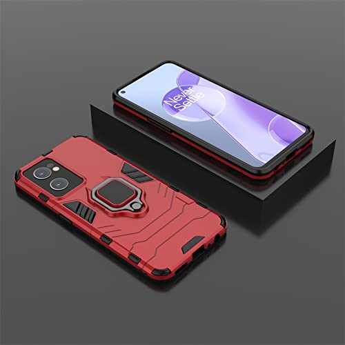 Ytaland for OnePlus Nord CE 2 5G Case,with 2 x Tempered Glass Screen Protector. (3 in 1) Shockproof Bumper Protective Phone Cover with Ring Kickstand (Wine Red)