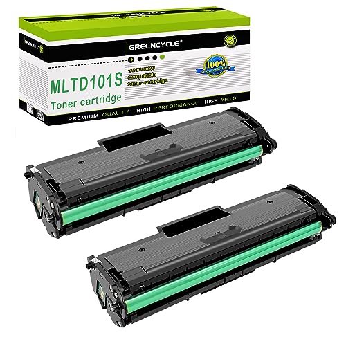 greencycle MLTD101S Compatible Toner Cartridge Replacement for Samsung 101S MLT D101S MLT-D101S Use with ML-2165W SCX-3400 SCX-3405W SCX-3405FW ML-2165 Printer (2-Pack, Black)