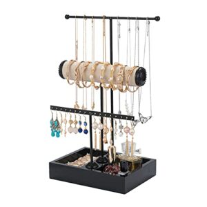 pemilosci jewelry organizer stand 3 tier hanging jewelry organizer for earring necklace bracelet holder jewelry ring perfume organizer box holder storage (black)……