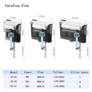 Carefree Fish Aquarium Hang On Waterfall Filter Fish Tank Auxiliary Filter with Skimmer Increase Water Flow and Oxygen Remove Oil Film Simulated Waterfall Ecological Environment