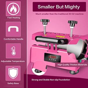 Easydiy 110 V Portable Tumbler Heat Press Machine Pink Mug Machine for 30 OZ 20 OZ 16 OZ Straight Sublimation Blanks Skinny Tumbler 15 OZ 11 OZ Sublimation Ceramic Mugs DIY Heat Transfer Print