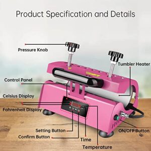 Easydiy 110 V Portable Tumbler Heat Press Machine Pink Mug Machine for 30 OZ 20 OZ 16 OZ Straight Sublimation Blanks Skinny Tumbler 15 OZ 11 OZ Sublimation Ceramic Mugs DIY Heat Transfer Print