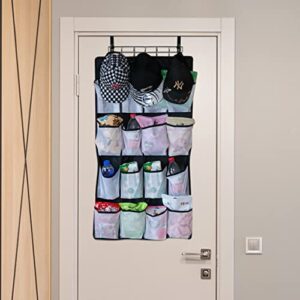 meluke Over The Door Hooks Organizer with 16 Large Pockets and 7 Coat Hooks, Over The Door Hook Door Hanger