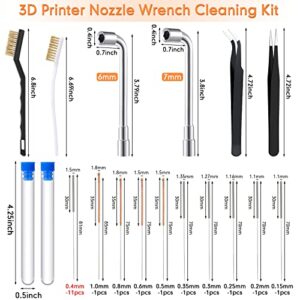 Leifide 50 Pieces 3D Printer Nozzle Cleaning Kit Includes 19 Pcs Stainless Steel Needles Cleaner Tools and 23 Pcs MK8 Nozzles Multiple Sizes Compatible with Makerbot Creality CR-10 Ender 3 5
