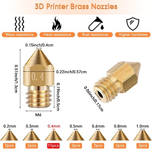 Leifide 50 Pieces 3D Printer Nozzle Cleaning Kit Includes 19 Pcs Stainless Steel Needles Cleaner Tools and 23 Pcs MK8 Nozzles Multiple Sizes Compatible with Makerbot Creality CR-10 Ender 3 5