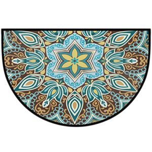 Door Mat Bohemia Entryway Rug Half Round Kitchen mat Non-Slip Entrance Way Rug Front Half Circle Rugs for Kitchen, Shower Room, Bedroom,Living Room 36 * 24in