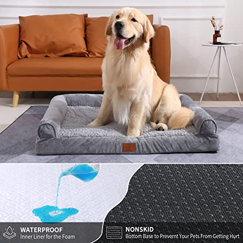 Mesa Lemon Extra Large Dog Bed, Washable Dog Bed with Removable Cover, Orthopedic Dog Bed,Waterproof Dog Bed, Memory Foam Bolster Dog Sofa with Nonskid Bottom, Dog Bed for Extra Large Dogs