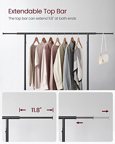 VASAGLE Clothes Rack, Clothing Rack with Wheels, 43.3-66.9 Inch Extendable Bar, Height-adjustable Garment Rack, 332 lb Load, 2 Brakes, Heavy-Duty, Industrial, Rustic Brown and Black URGR111B01V1