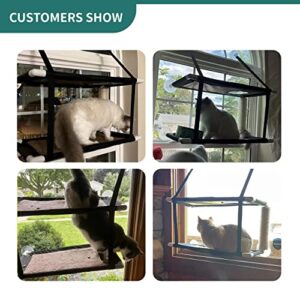 Cat Window Perch, Cat Hammock Window, Free Fleece Blanket Extra Large Sturdy Cat Bed Cat Resting Seat Space Saving for Indoor