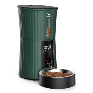 petory timed automatic cat feeders - 4l programable dry food dispenser for cats and small medium dogs 6 meals with desiccant bag dual power supply 10s voice recorder