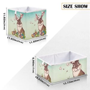 RunningBear Easter Rabbit Storage Basket Storage Bin Square Collapsible Storage Box Clothes Toys Bin Organizer for Home Office Dorm Shelf