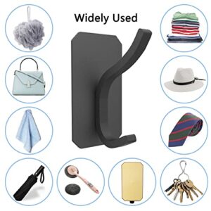 PMMASTO Towel Hook/Self Adhesive Hooks - Heavy Duty Stick on Wall Waterproof Aluminum - Robe Coat Hook for Hanging- Shower Hooks - Door Hooks - Wall Hooks for Kitchen Bathroom Toilet 6PC (Black)