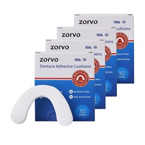 zorvo secure denture adhesive seals uppers adn lower, zinc free denture adhesive coushion, all day hold denture adhesive pads 120pcs (lower)
