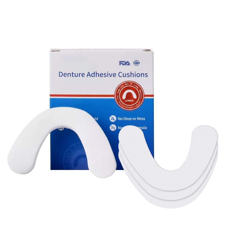 zorvo Secure Denture Adhesive Seals Uppers adn Lower, Zinc Free Denture Adhesive Coushion, All Day Hold Denture Adhesive Pads 120pcs (Lower)