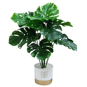 diy fake plants,artificial plants fake monstera deliciosa plant for home decor indoor, artificial potted plants for office room desk decoration (monstera)