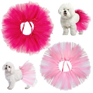 2 pcs pink dog tutu for large medium small dogs tutu skirt tulle ballerina for puppy dog cute birthday dresses costume for dogs cats pets dress supplies(11.81 inch-35.43 inch)