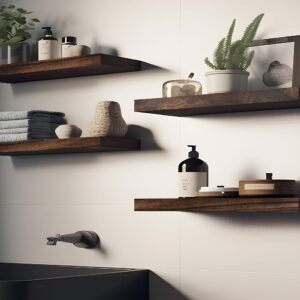 IKJZIZP Rustic Farmhouse Floating Shelves for Wall Decor Storage Wood Wooden Wall Shelves for Bedroom Bathroom Kitchen Living Room - Brown Set of 4