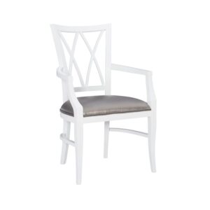 pemberly row mid century wood dining arm chair in white